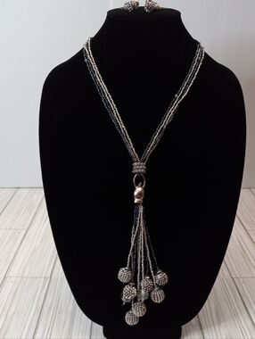 Jules B. Beaded Multi-strand Cluster Tassel Necklace & Matching Earrings Set